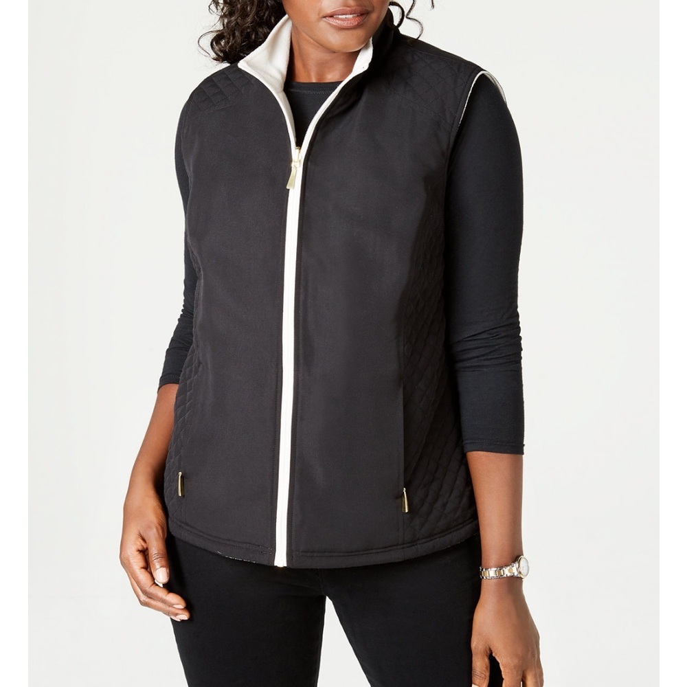 Karen‎ Scott Sport Black Quilted Reversible Vest